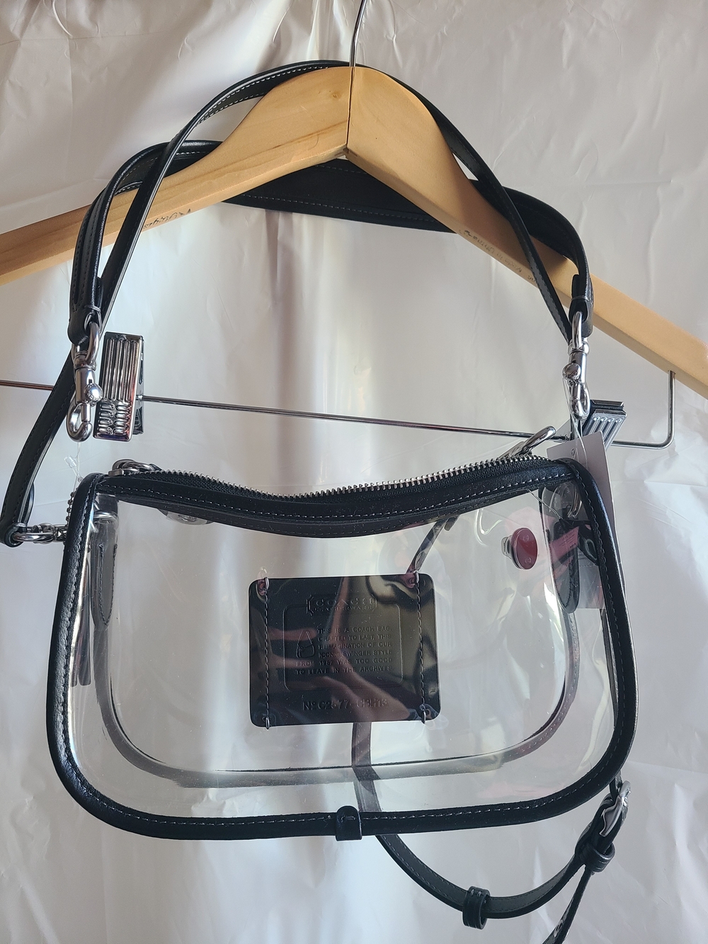 Coach Stadium Swinger Clear PVC Black Leather Crossbody NWT - Picture 3 of 10